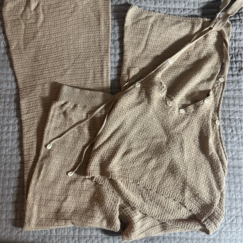 Knit Beige Beach Set